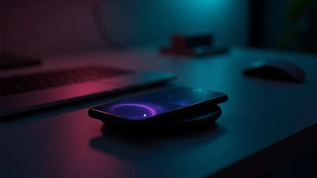 bureau de nuit, telephone en charge sous neon a Amiens
