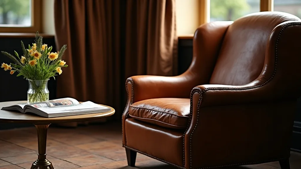 fauteuil cuir et table basse dans un salon feutre a Amiens